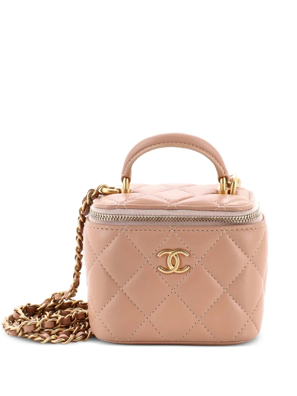 CHANEL Pre-Owned Classic Top Handle Vanity Case with Chain Quilted Lambskin Mini crossbody bag - Toni neutri