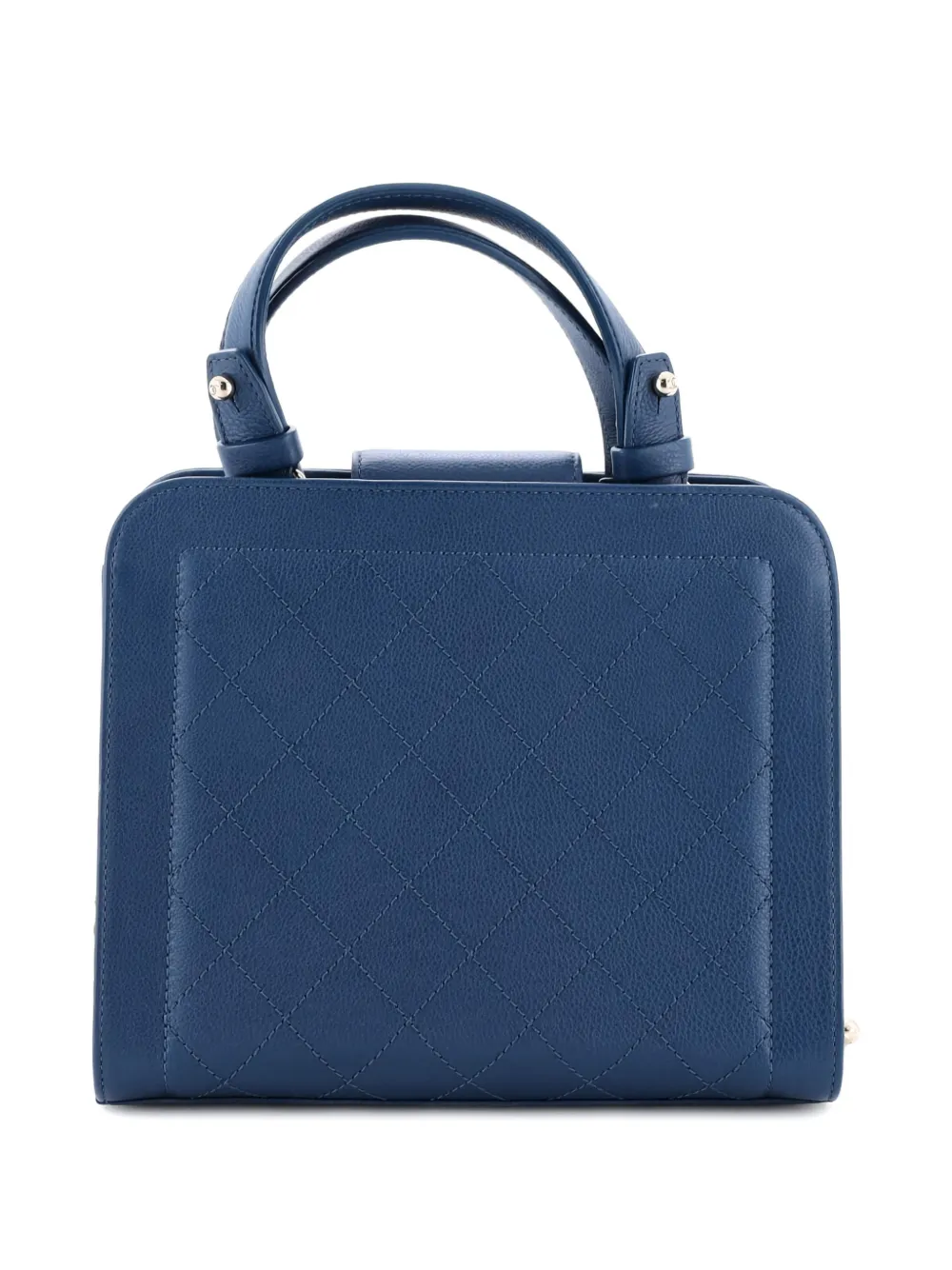 Pre-owned Chanel Label Click Shopping Quilted Calfskin Small Tote Bag In Blue