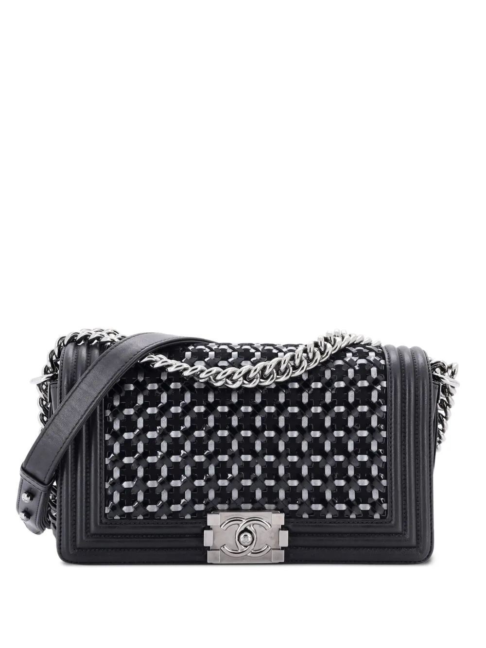CHANEL Pre-Owned Boy Flap Bag Braided Patent and Calfskin Old Medium shoulder bag - Nero