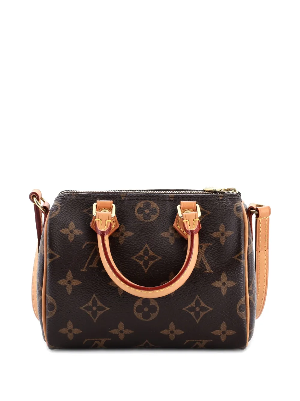 Pre-owned Louis Vuitton Speedy Bandouliere Bag Monogram Canvas Nano Crossbody Bag In Brown