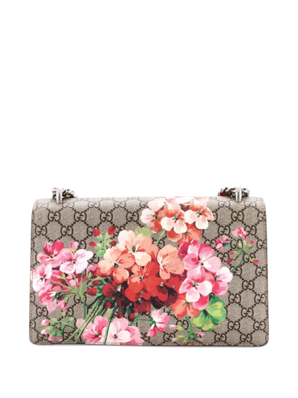 Pre-owned Gucci Dionysus Bag Blooms Print Gg Coated Canvas Small Shoulder Bag In Brown