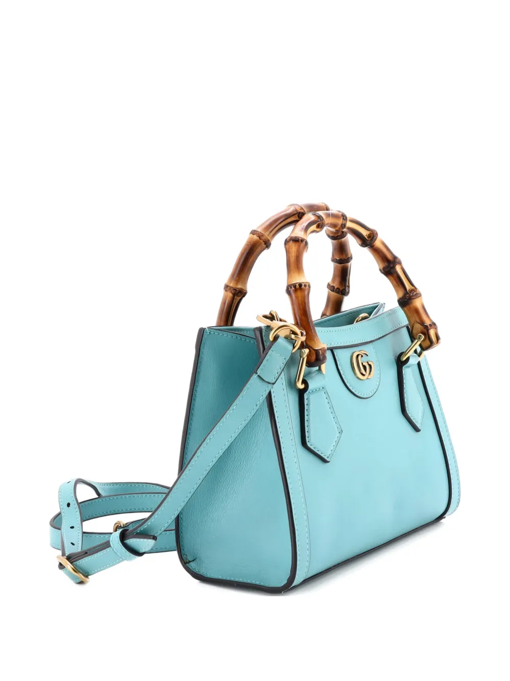 Pre-owned Gucci Diana Nm Bamboo Handle Tote Leather Mini Crossbody Bag In Blue