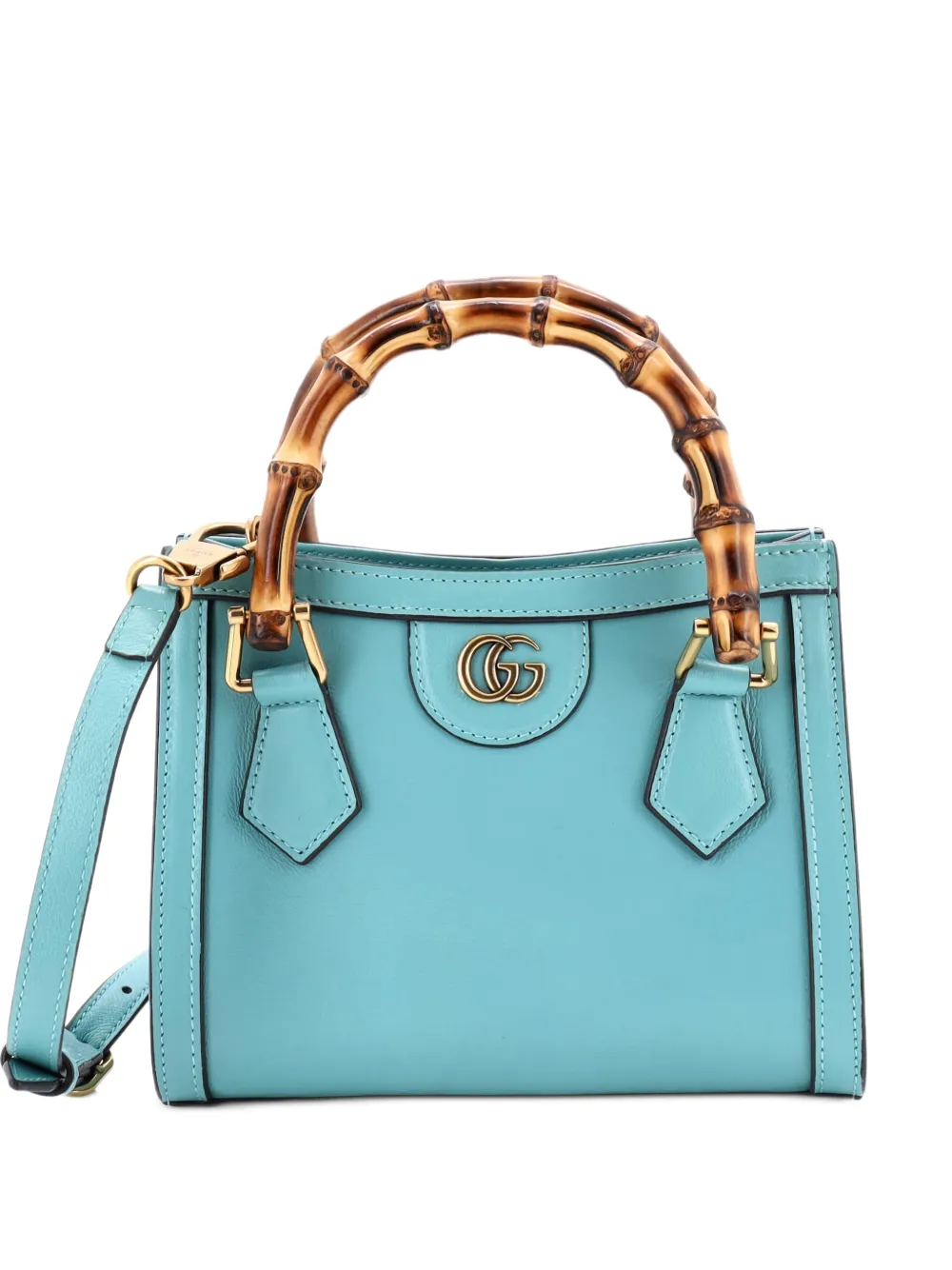 Gucci Pre-Owned Diana NM Bamboo Handle Tote Leather Mini crossbody bag - Blu