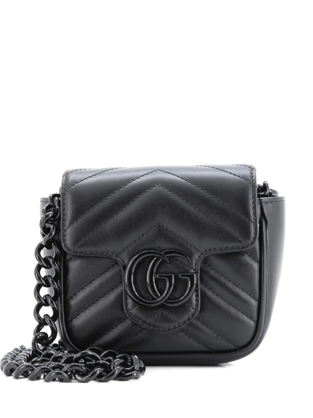 Gucci Pre-Owned GG Marmont Flap Matelasse Leather Mini belt bag - Nero