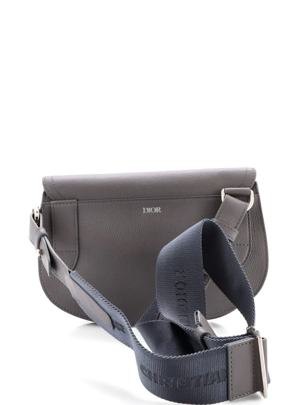Pre-owned Dior Saddle Messenger Pouch Leather Crossbody Bag In Gray