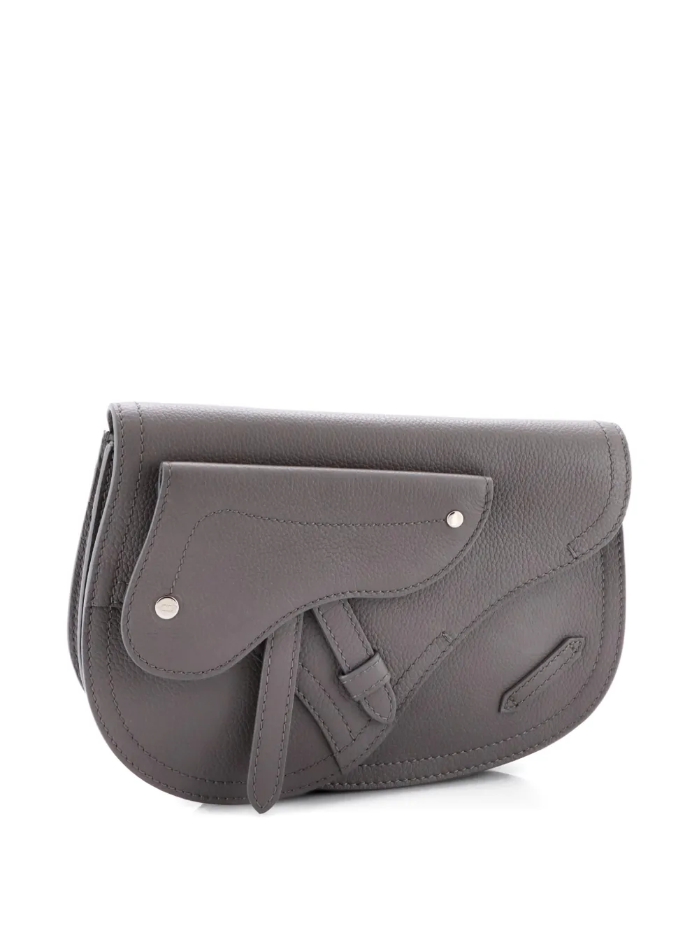 DIOR Pre-owned Saddle Messenger Pouch Leather Crossbody Bag In Gray