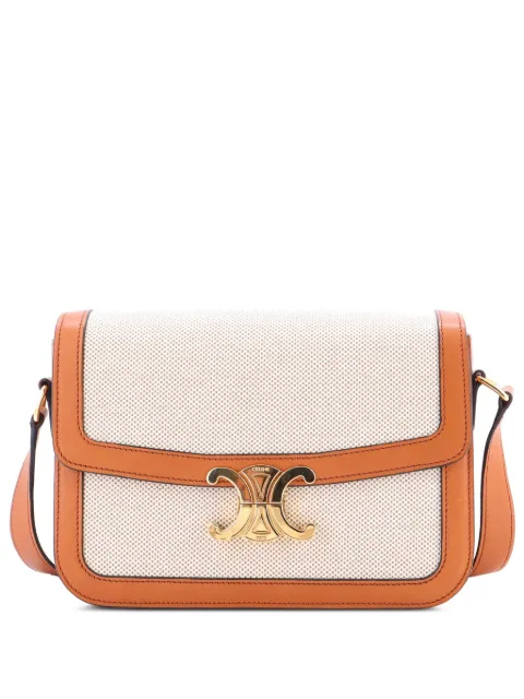 Celine Pre-Owned Triomphe Shoulder Bag Canvas with Leather Medium crossbody bag