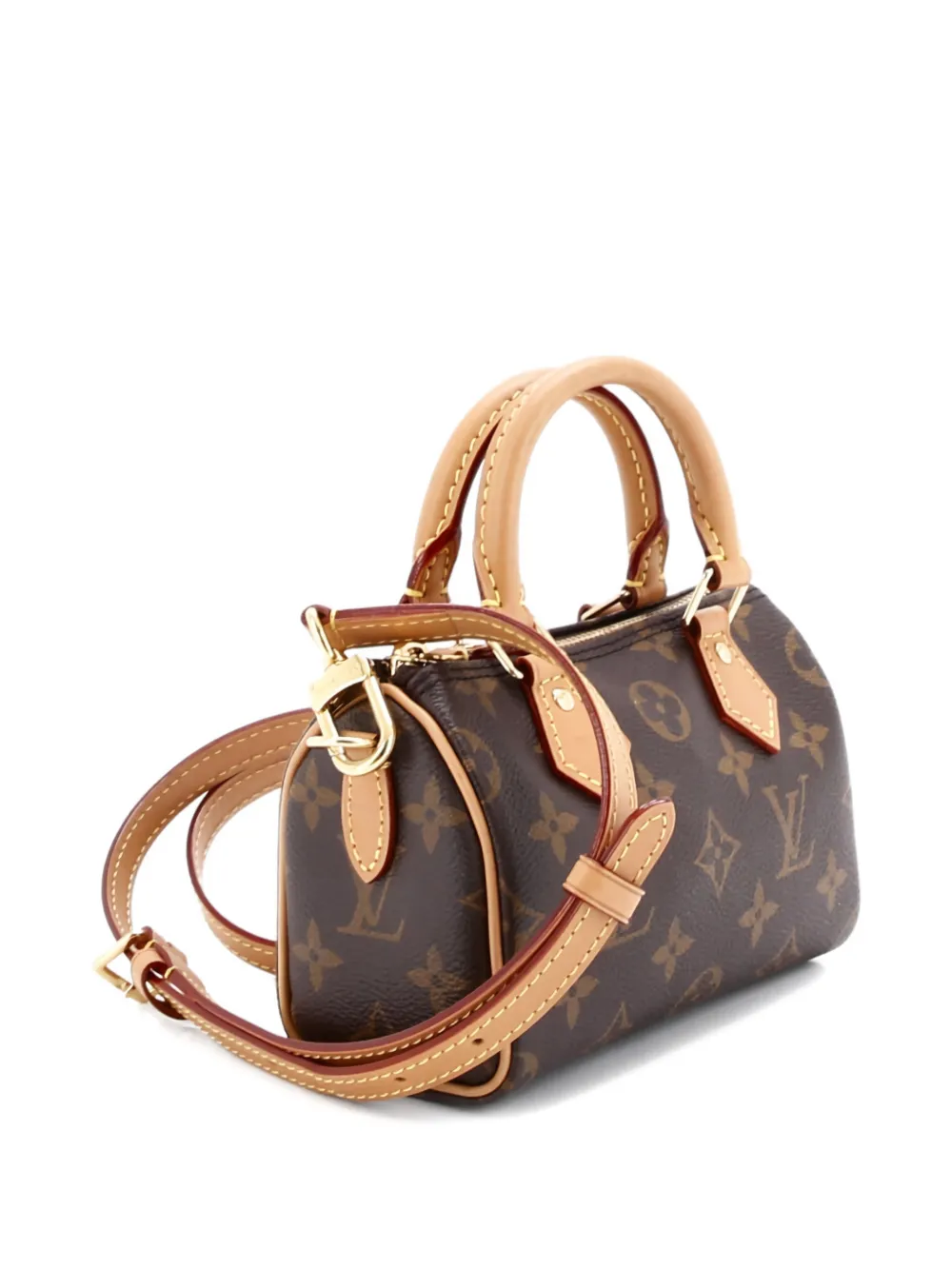 Pre-owned Louis Vuitton Speedy Bandouliere Nm Bag Monogram Canvas Nano Crossbody Bag In Brown