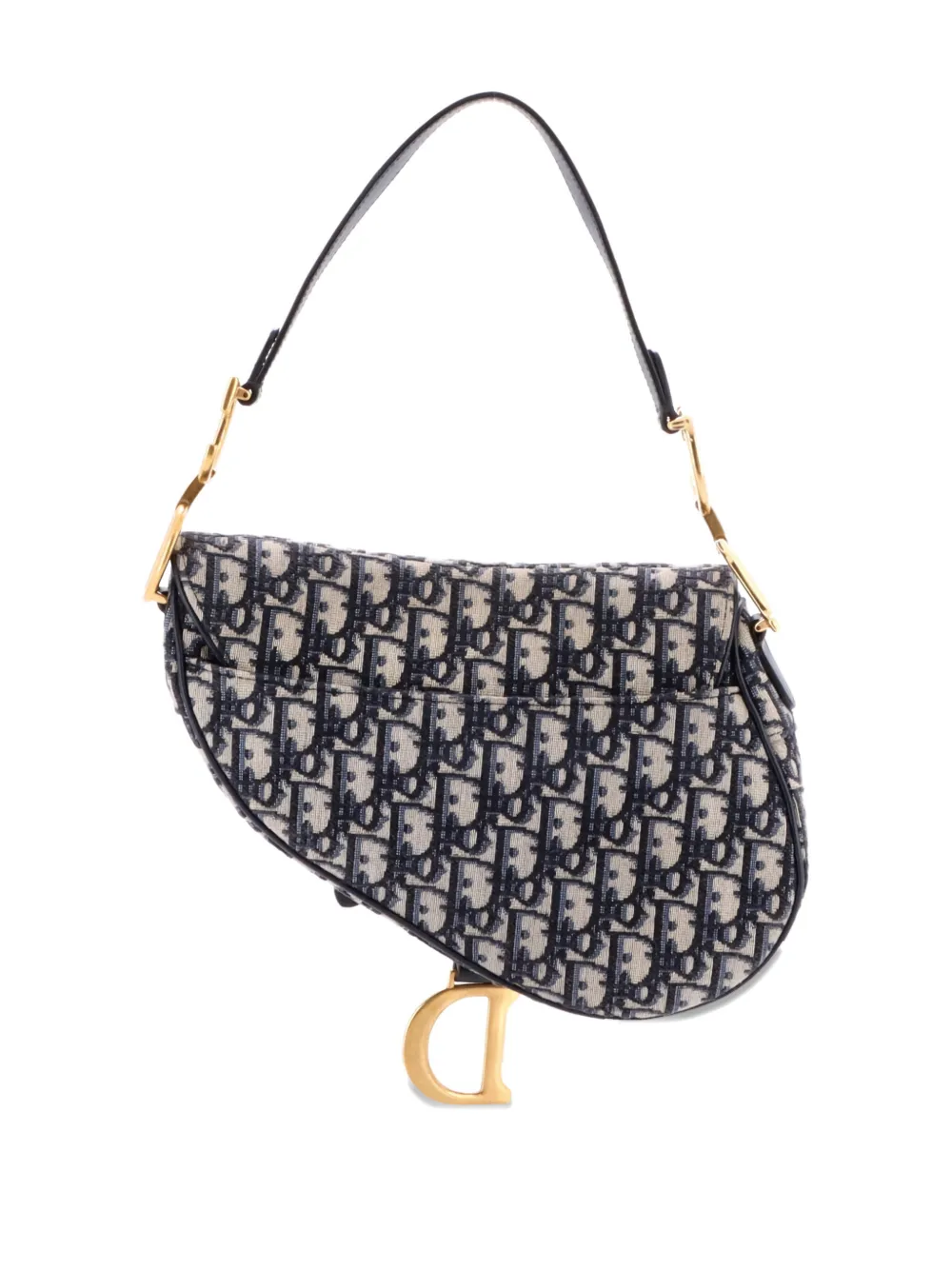 Pre-owned Dior Saddle Handbag Oblique Canvas Medium Shoulder Bag In Blue