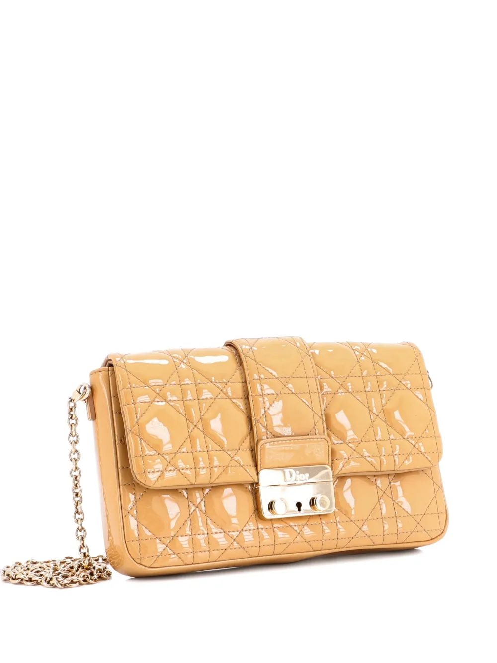 Christian Dior Pre-Owned New Lock Pouch Cannage Quilt Patent Mini crossbody bag - Toni neutri