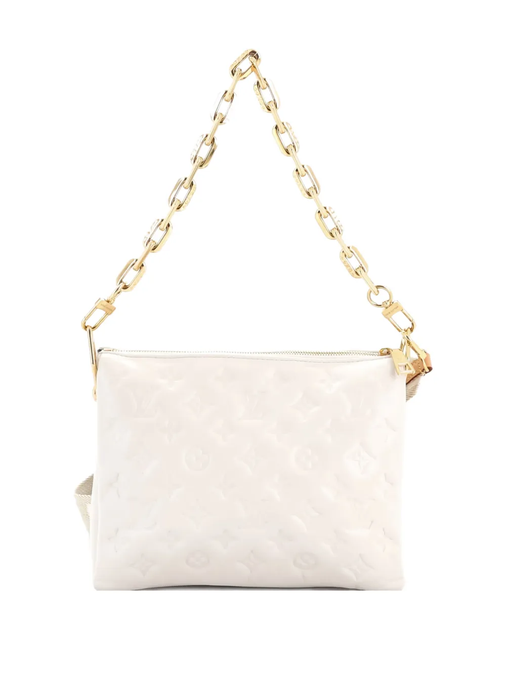 Pre-owned Louis Vuitton Coussin Bag Monogram Embossed Lambskin Pm Crossbody Bag In White