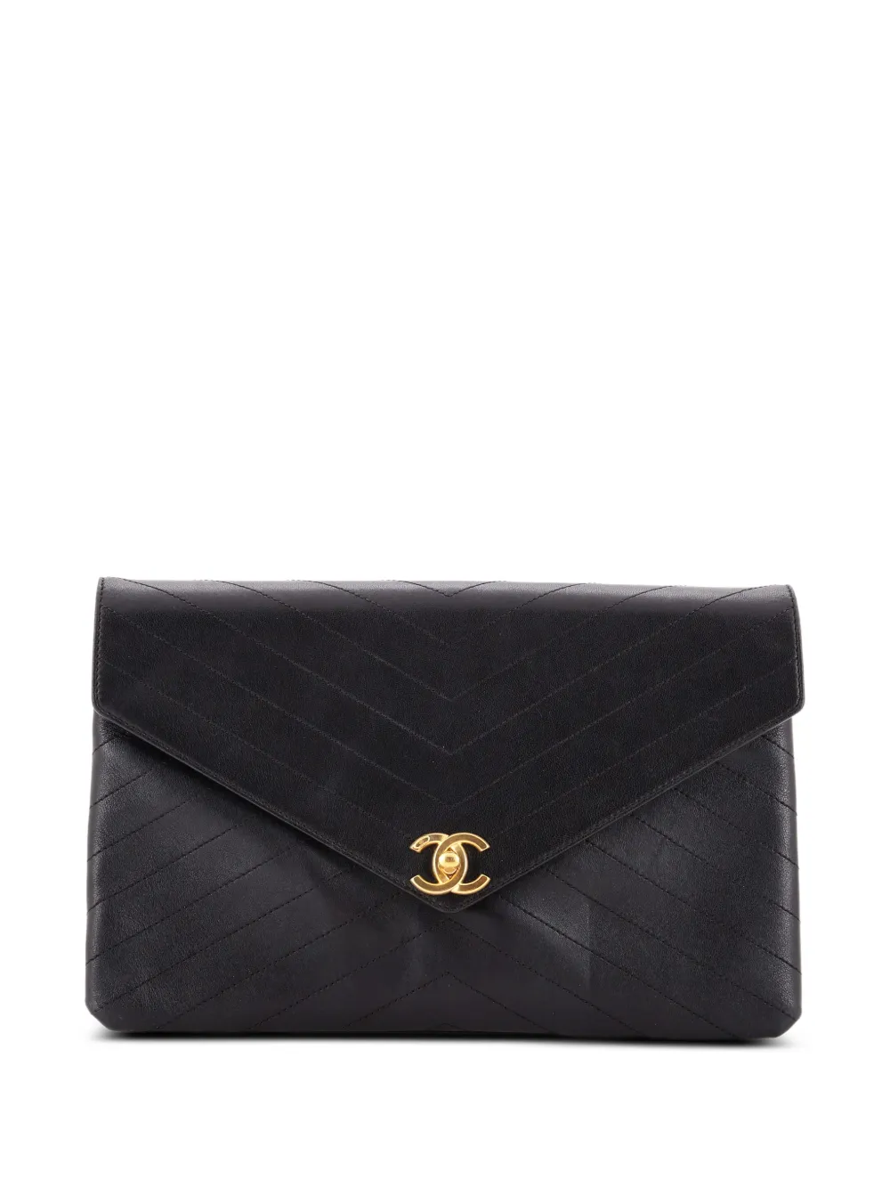 CHANEL Pre-Owned Coco Chevron Flap Stitched Calfskin clutch bag - Nero