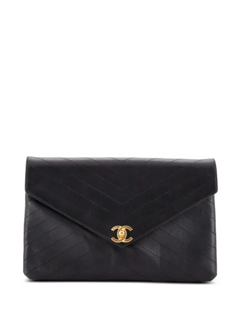 CHANEL Pre-Owned bolsa de mano Coco Chevron Flap Stitched Calfskin