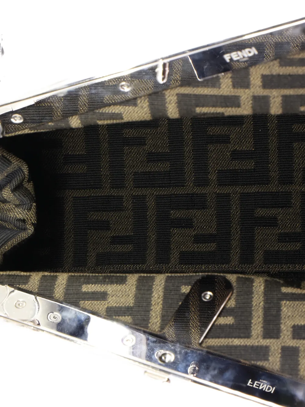 Pre-owned Fendi First Bag Leather Small Clutch Bag In Silver