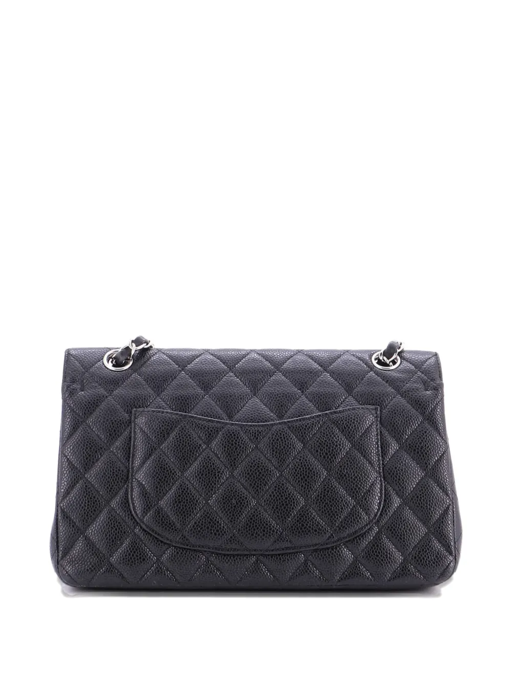 Pre-owned Chanel Classic Double Flap Bag Quilted Caviar Medium Shoulder Bag In Black