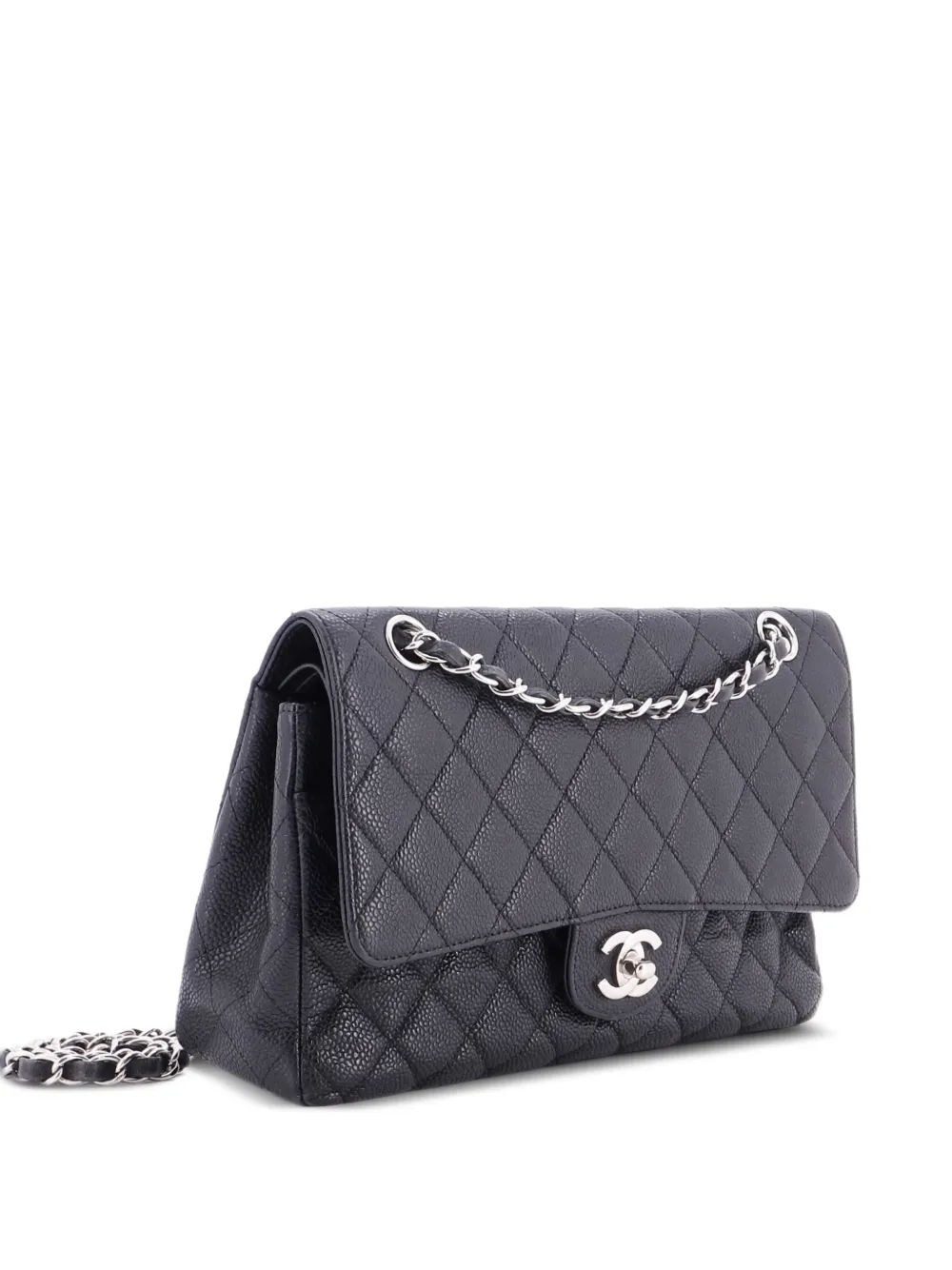 CHANEL Pre-Owned Classic Double Flap Bag Quilted Caviar Medium shoulder bag - Nero