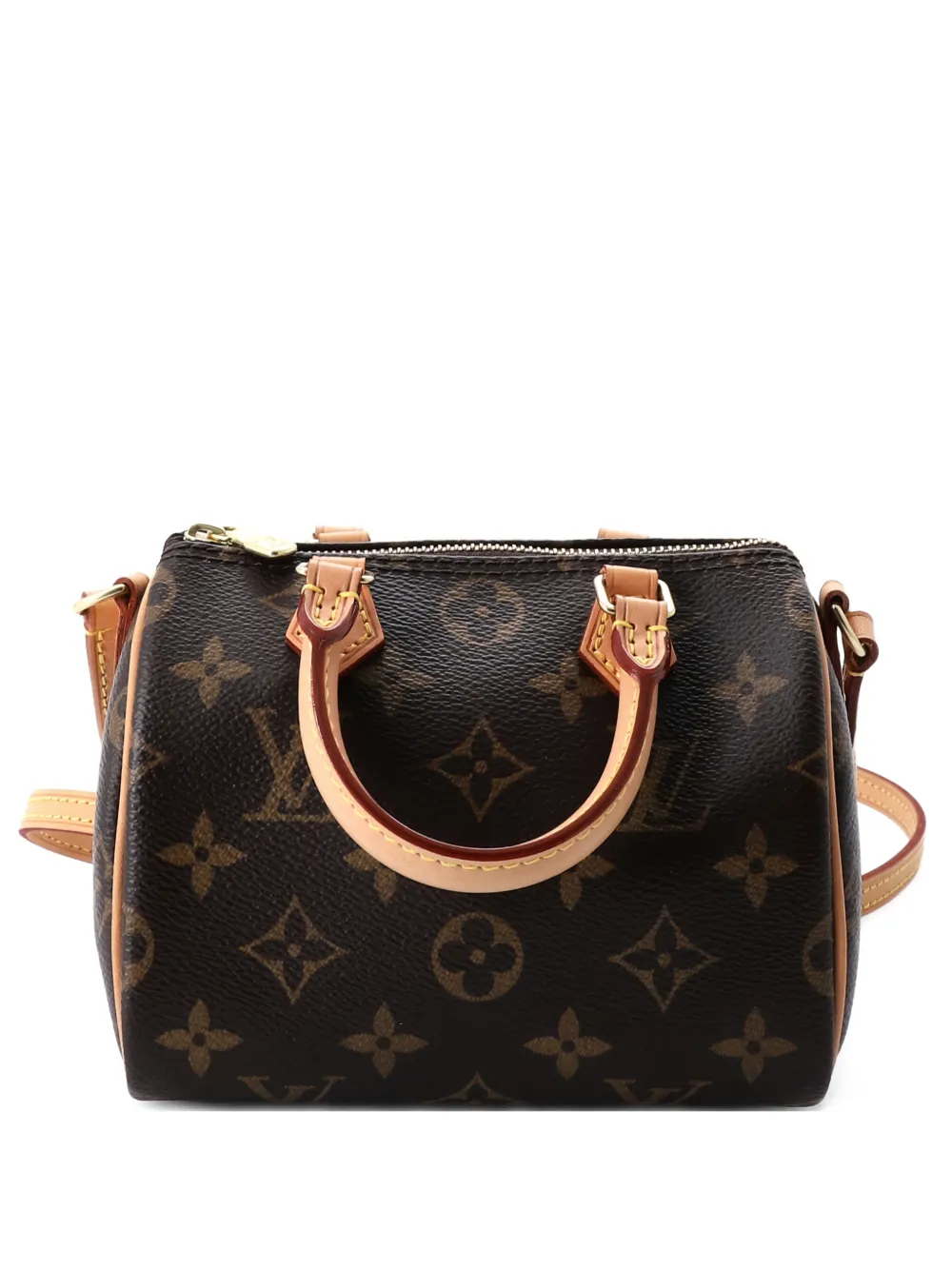 Pre-owned Louis Vuitton Speedy Bandouliere Bag Monogram Canvas Nano Crossbody Bag In Brown