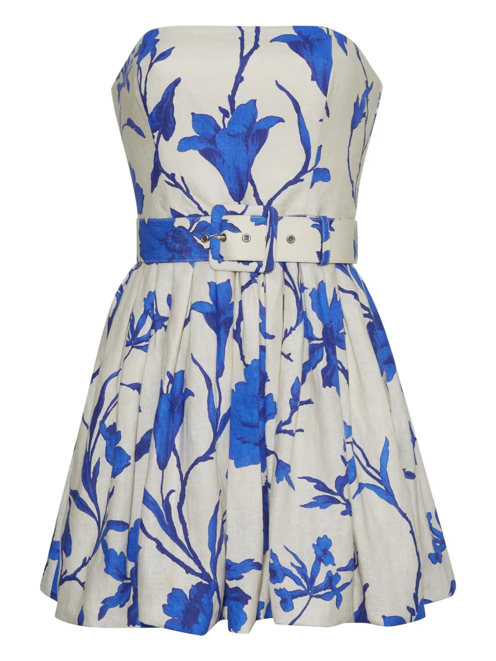Cara Cara Swan Floral Belted Mini Dress In Multi