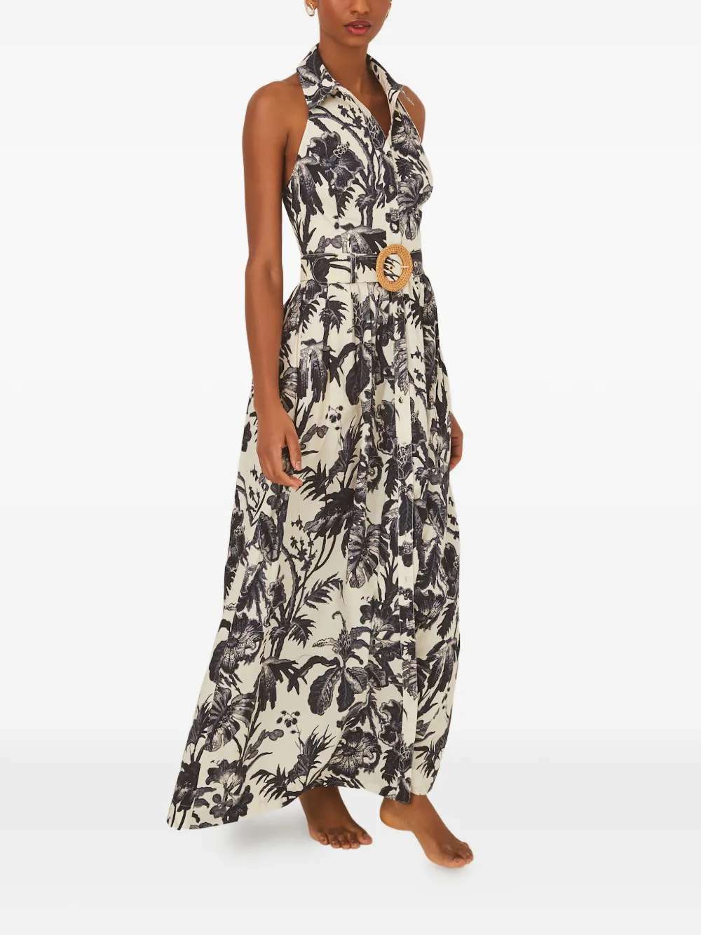 Cara Cara Quentin floral belted maxi dress - Wit