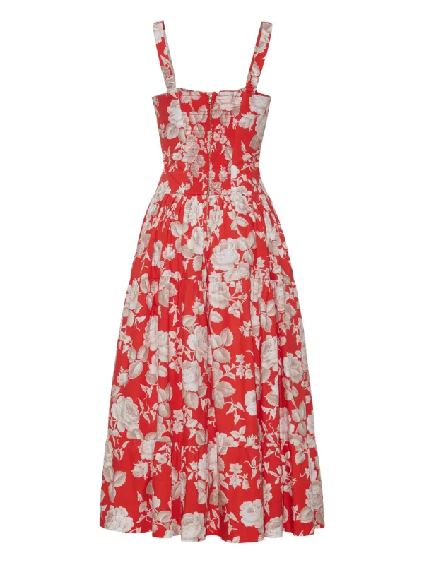 cara cara santiago midi dress Cara Cara Santiago Midi Dress 00 / Rosebud Red
