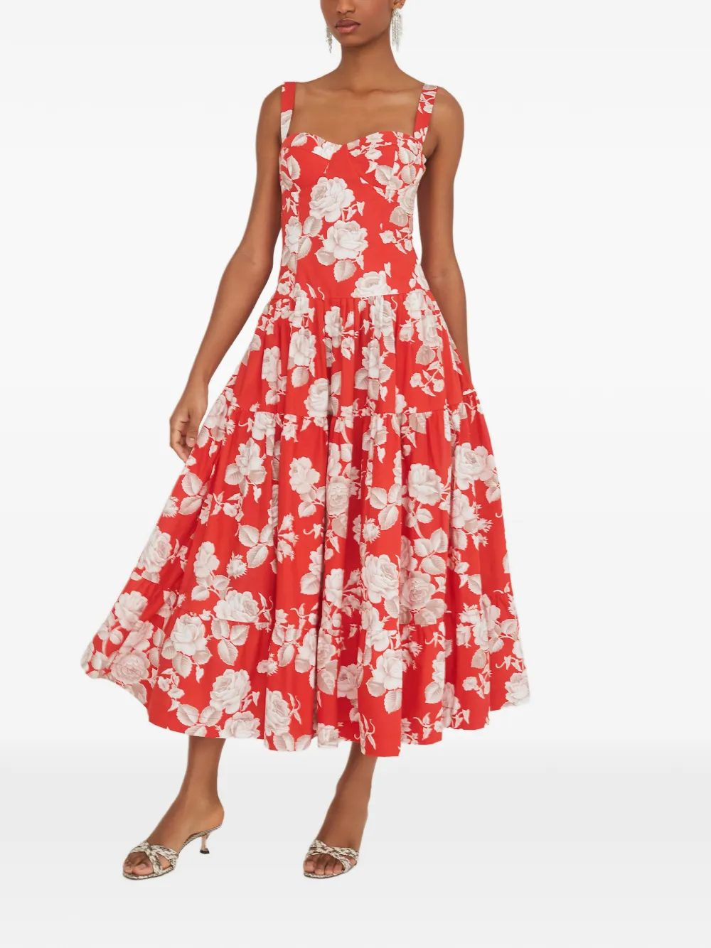 Cara Cara Santiago tiered midi dress - Rood