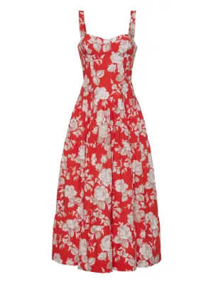 Nicholas Makenna floral-print corset-style Midi Dress | Neutrals