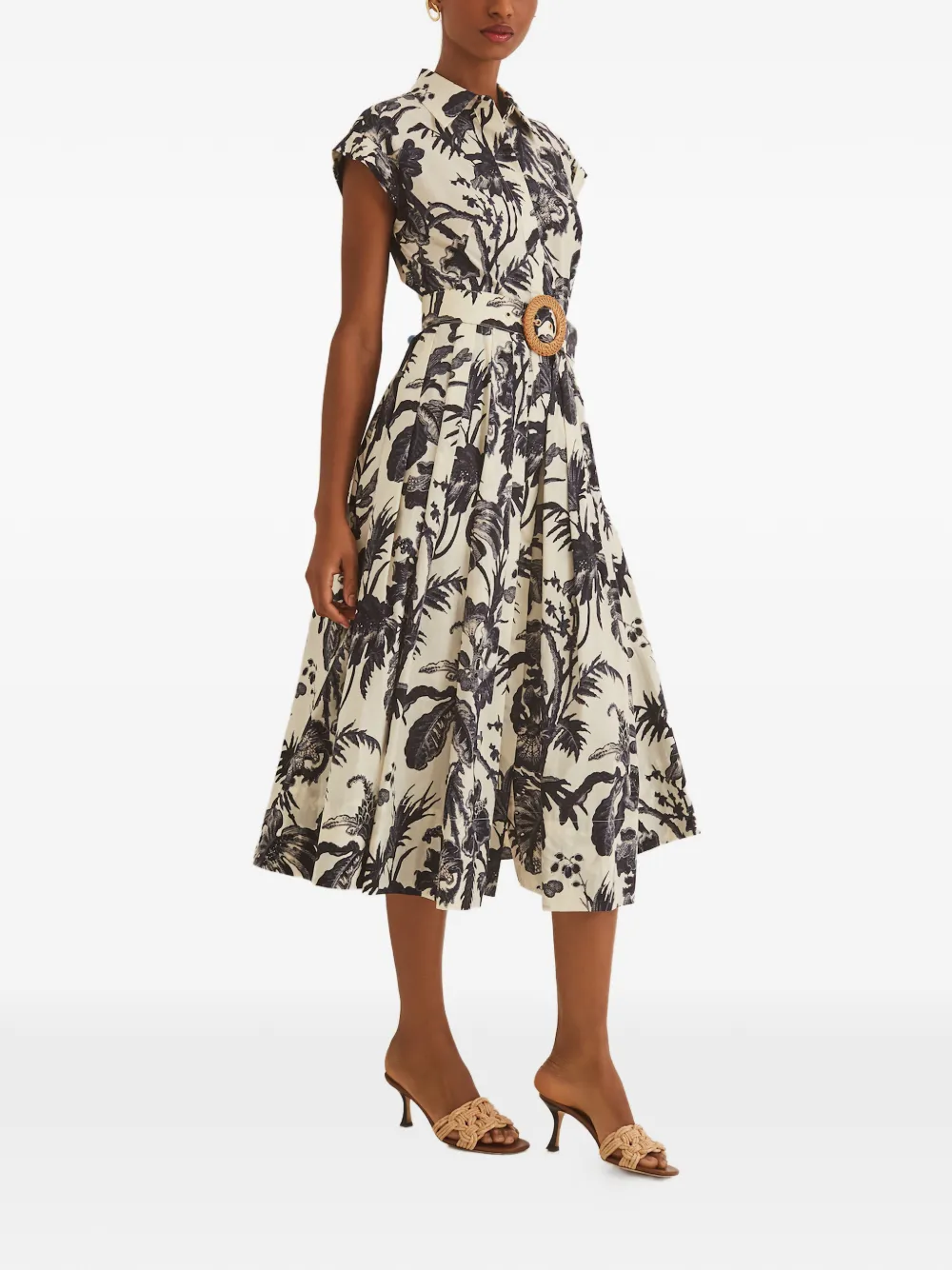Cara Cara Octavia belted floral midi dress - Wit