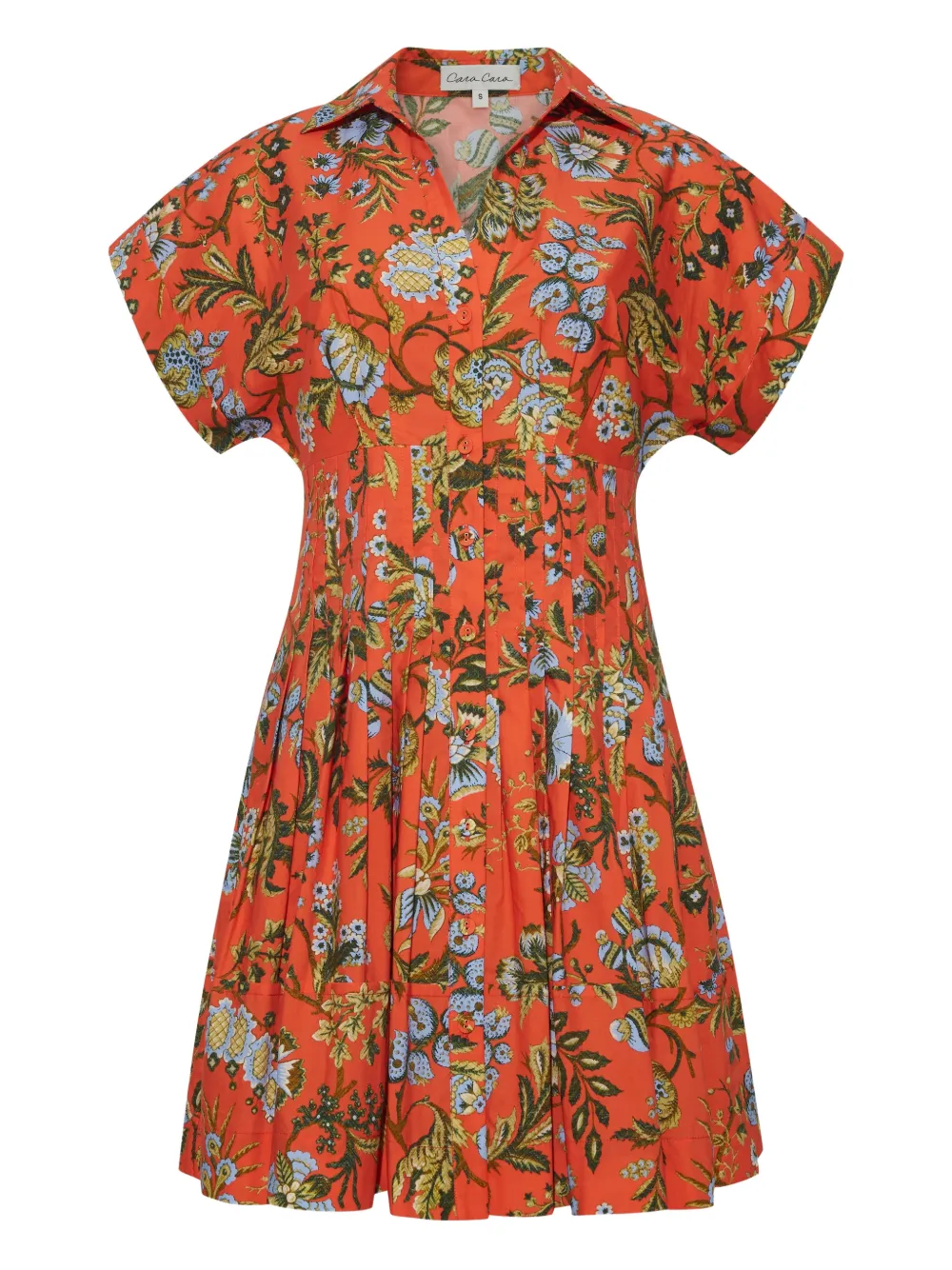 Cara Cara Nash Floral Shirt-style Mini Dress In Orange