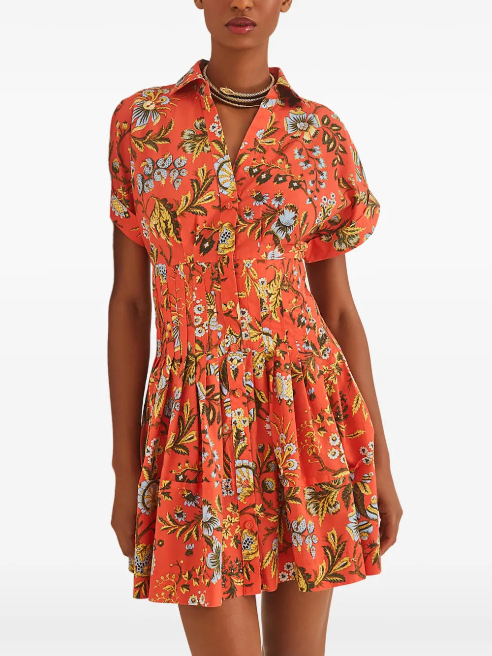 Cara Cara Nash floral shirt-style mini dress - Oranje