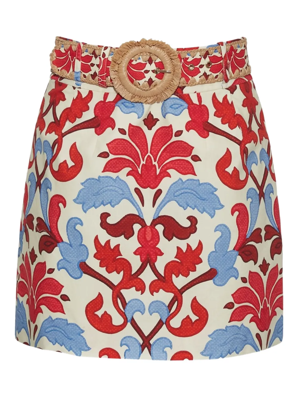 Cara Cara Blaze Raffia-belt Floral Mini Skirt In Multi