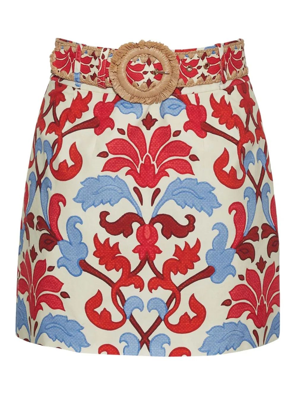 Cara Cara Blaze Raffia-belt Floral Mini Skirt In Multi
