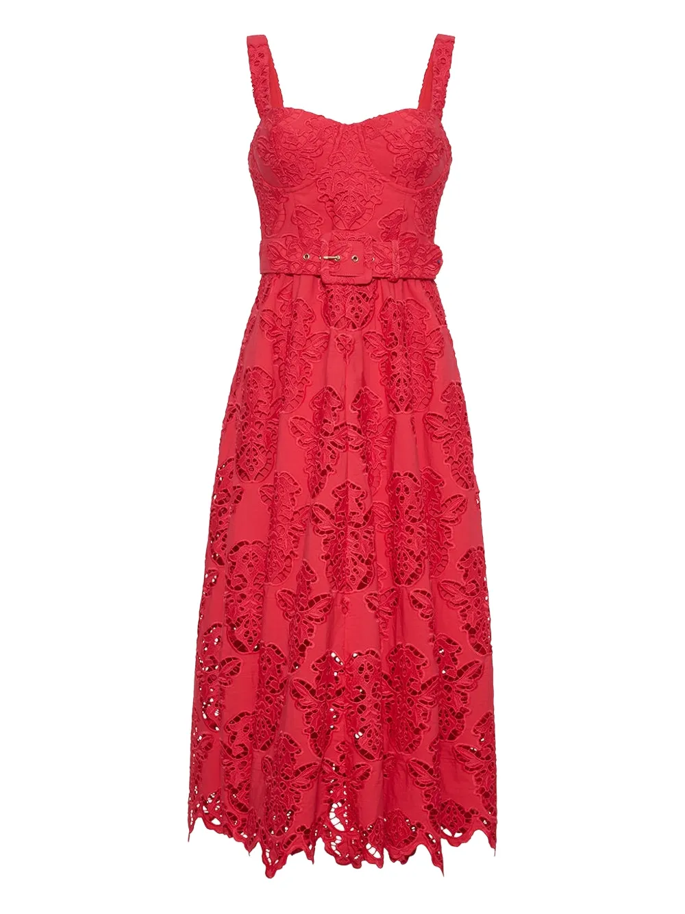 Cara Cara Calypso eyelet-detail midi dress - Rosso