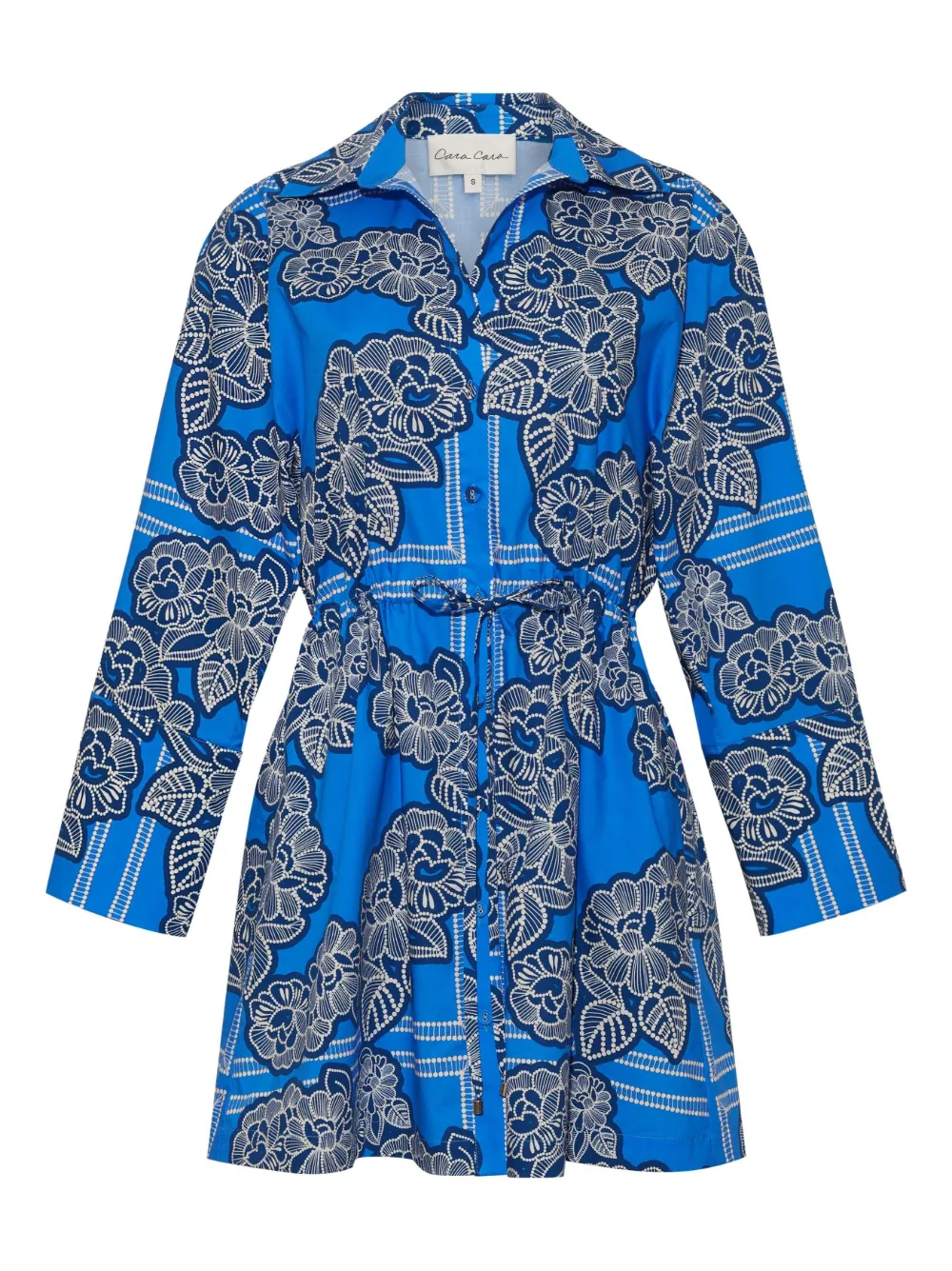 Cara Cara Henry Floral Poplin Mini Dress In Blue