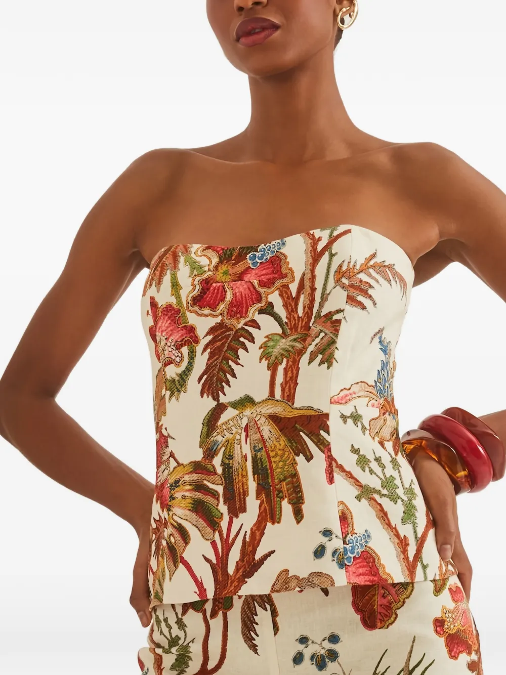 Cara Cara Agnes floral strapless top - Beige