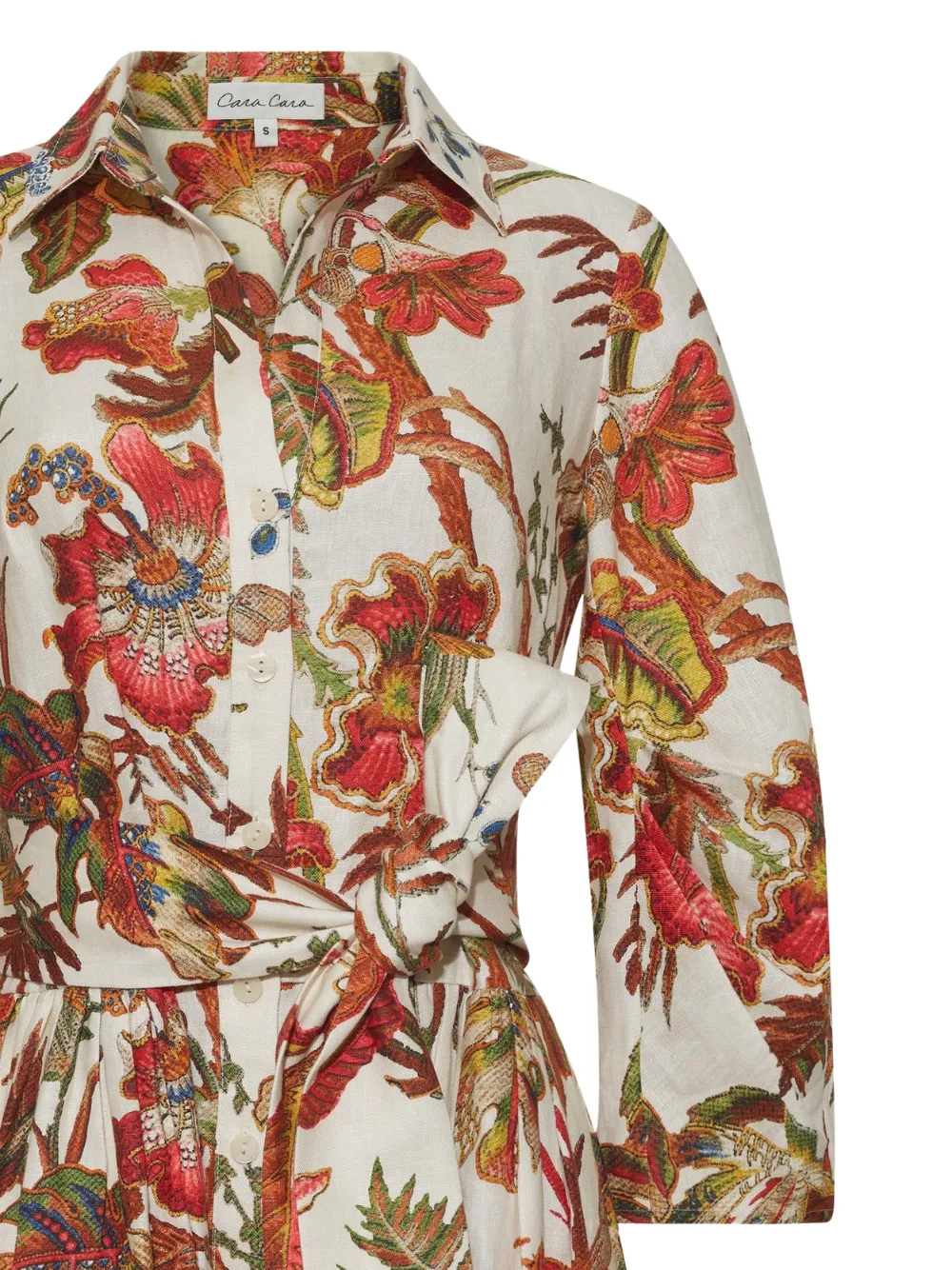Cara Raya jurk met bloemensjerp Beige