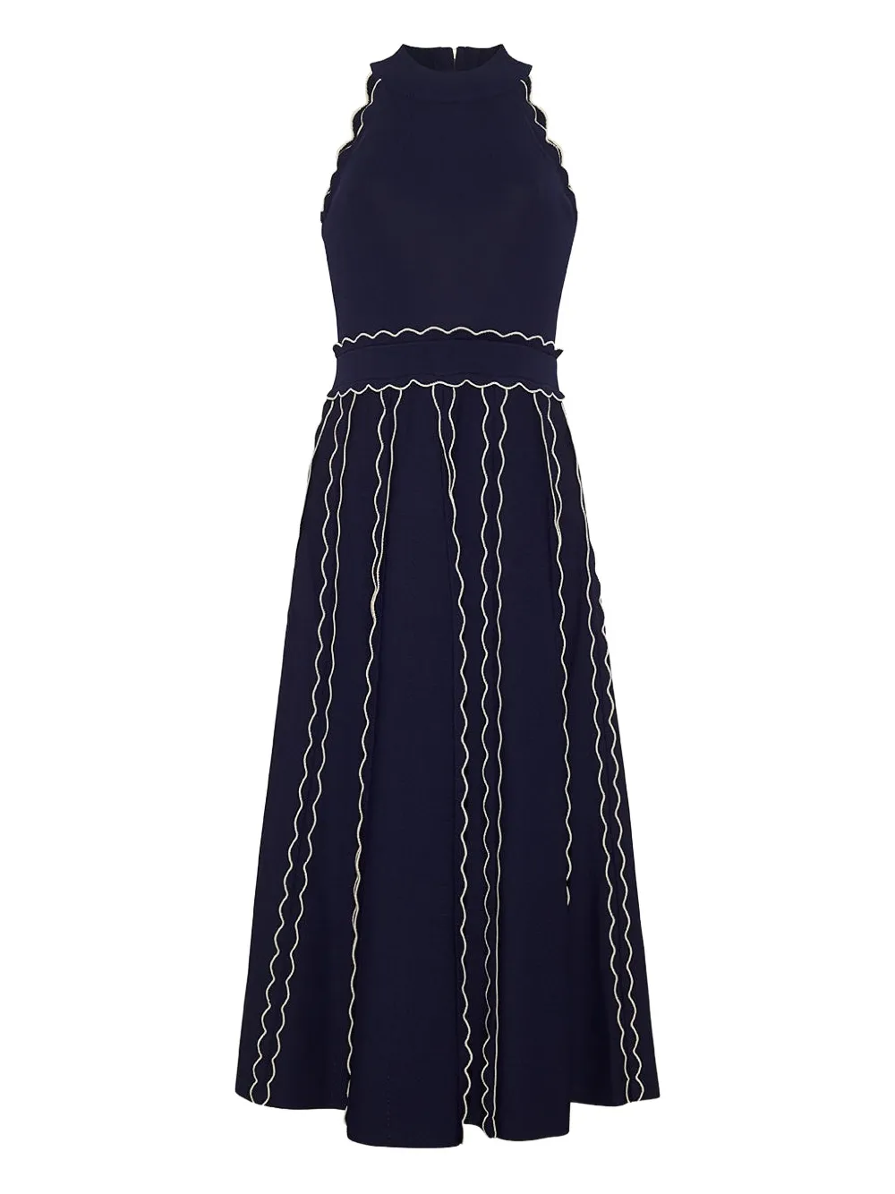 Cara Cara Rosendale Scalloped Knitted Midi Dress In Blue