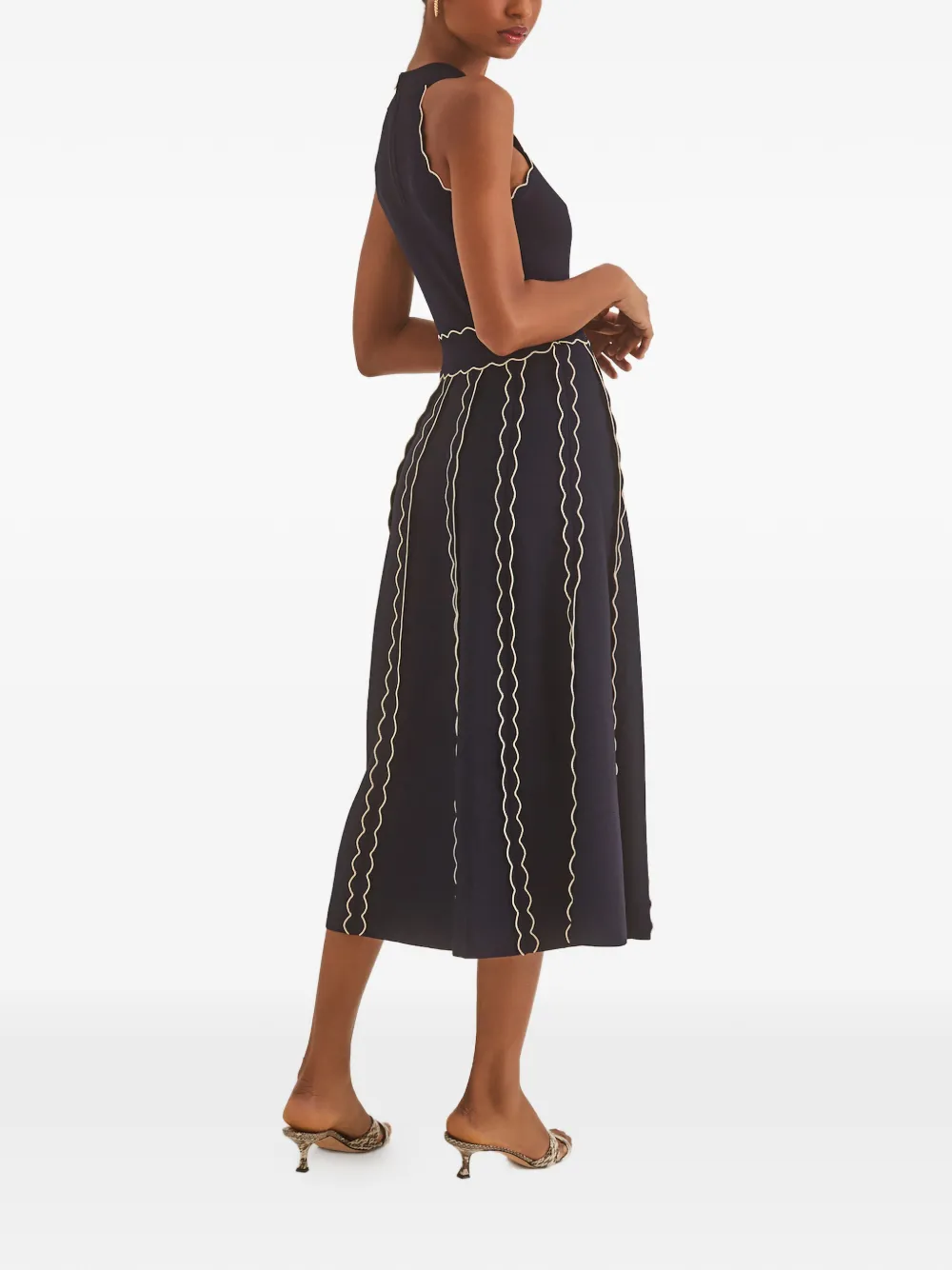 Rosendale Scalloped Knitted Midi Dress