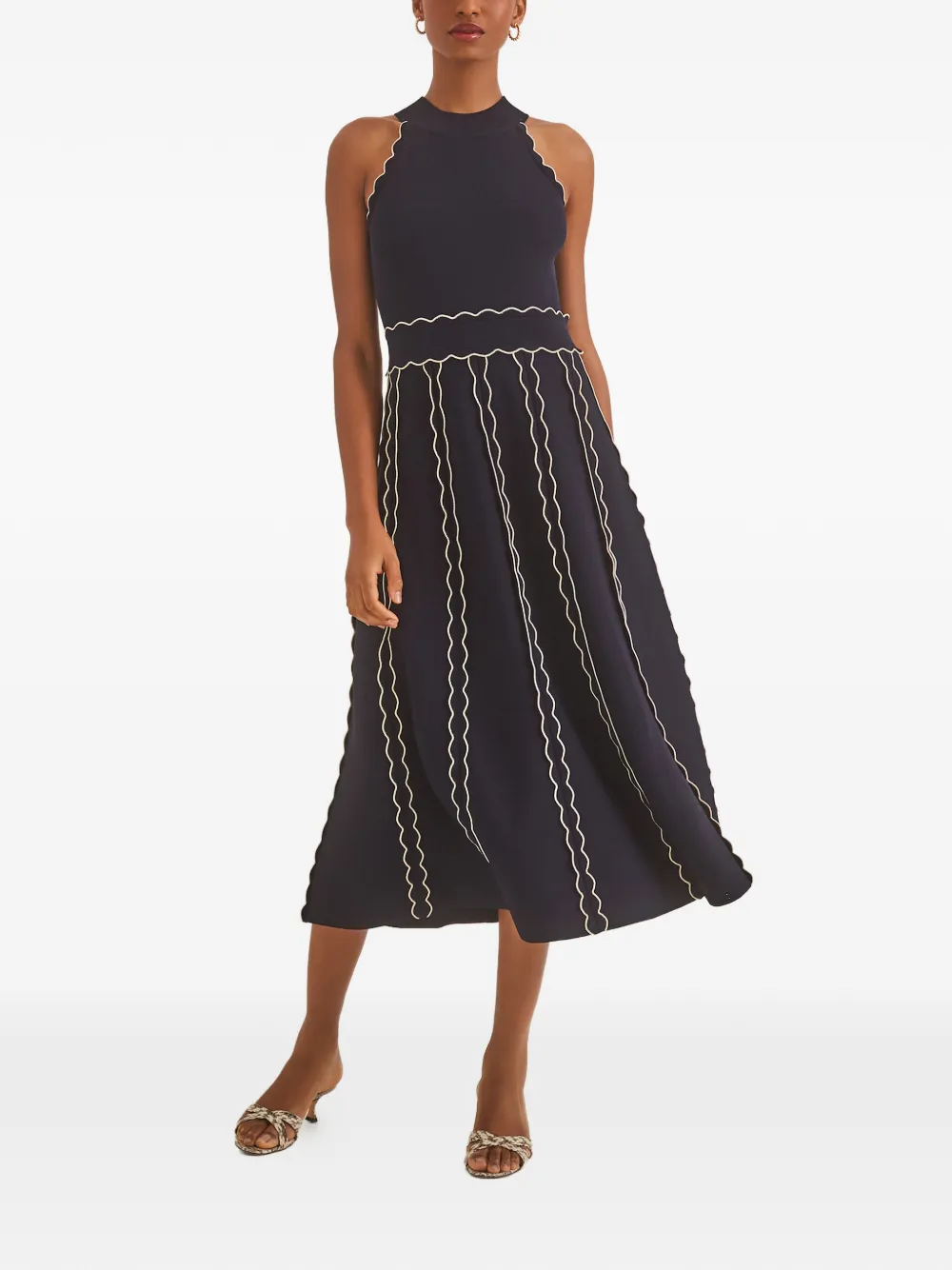 Cara Cara Rosendale scalloped knitted midi dress - Blauw