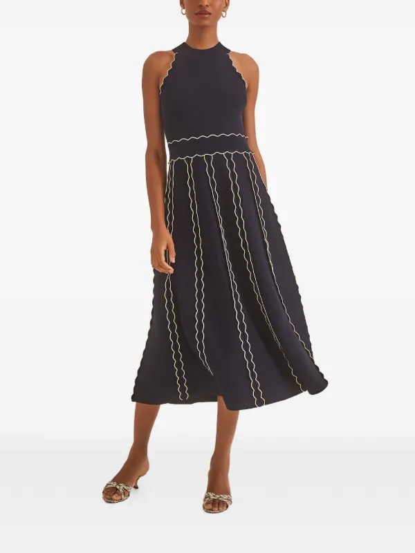 knit cutout midi dress Ribbed Knit Cutout Long Sleeve Midi Dress Black Forest / M