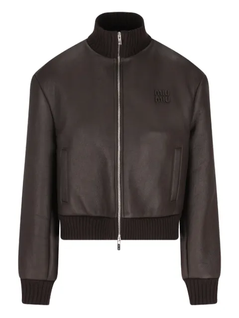 Miu Miu logo-patch zipped jacket