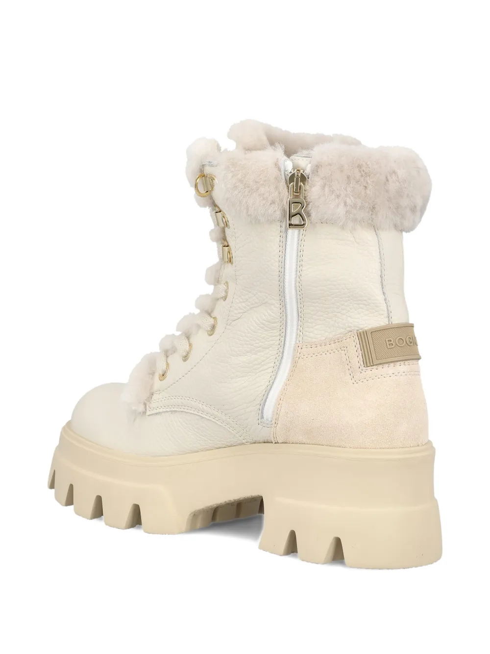 BOGNER Leren combat boots Beige