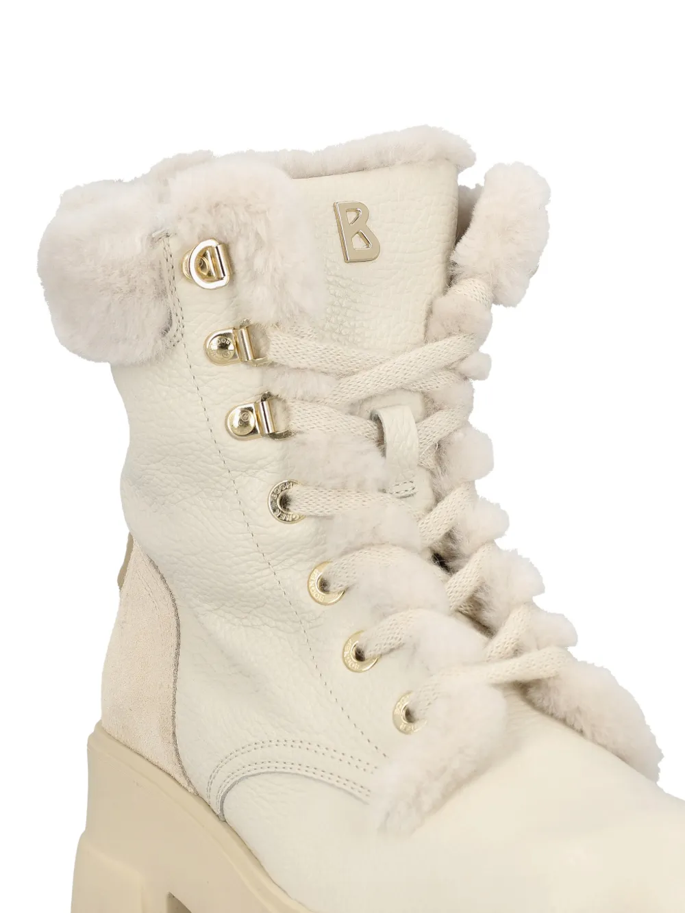 BOGNER Leren combat boots Beige