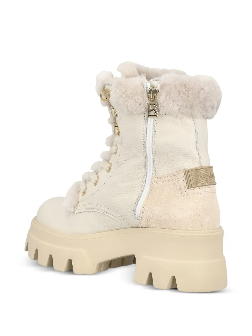 BOGNER Leren combat boots Beige