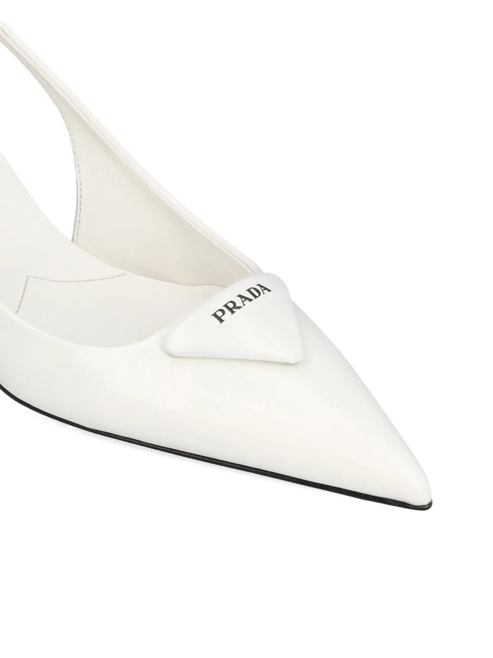 Prada 75 mm pumps met puntige neus en logo Wit