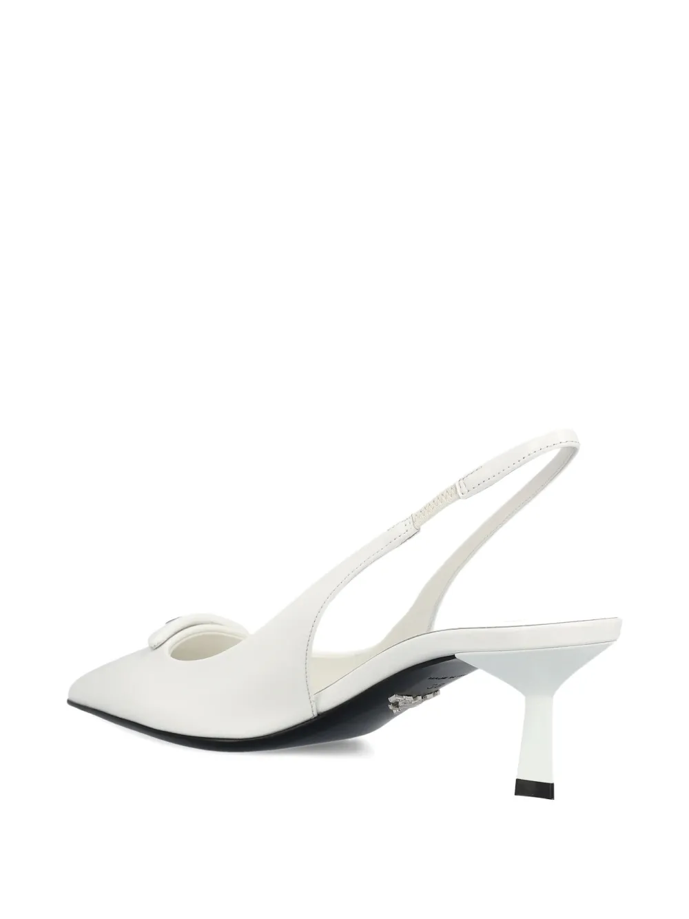Prada 75 mm pumps met puntige neus en logo Wit