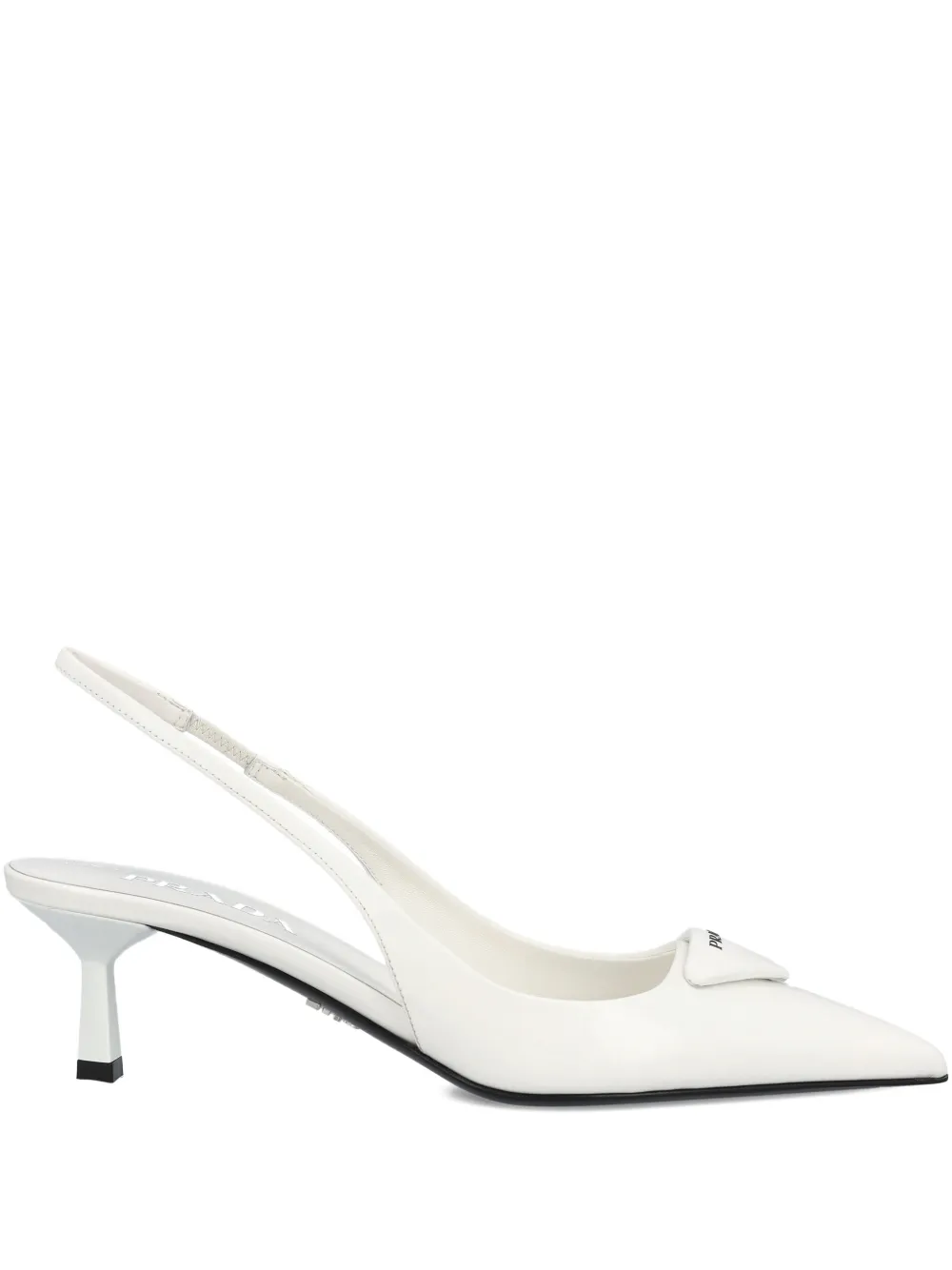 Prada 75 mm pumps met puntige neus en logo Wit