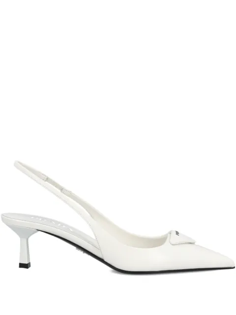 Prada 75mm triangular-logo pointed-toe pumps