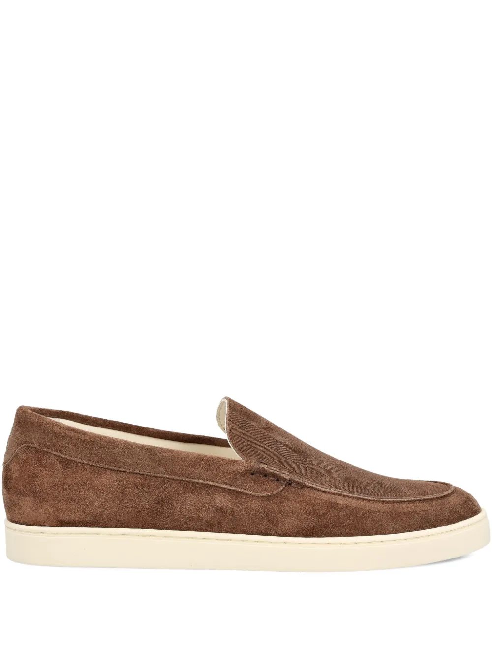 Brunello Cucinelli Suede Logo-print Loafers In Brown