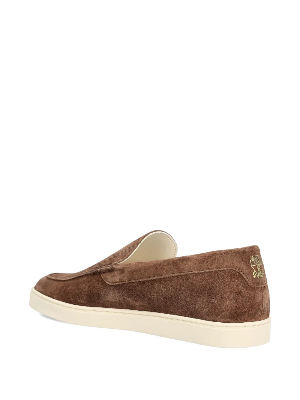 Brunello Cucinelli Suede Logo-print Loafers In Brown