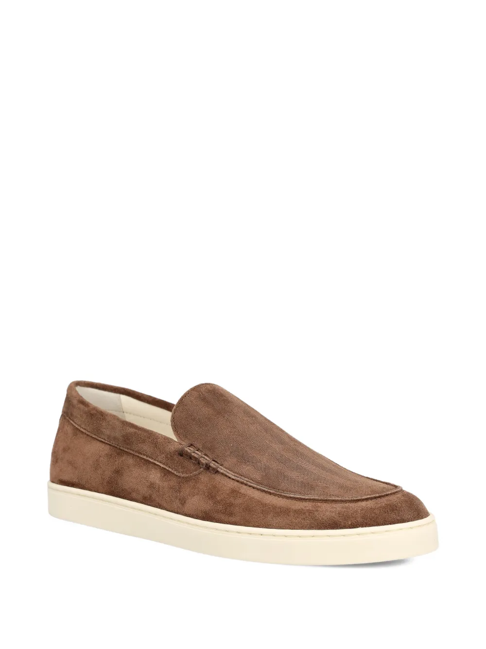 Brunello Cucinelli suede logo-print loafers - Bruin